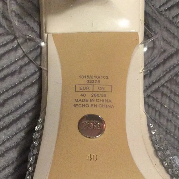 Zara size 9.5 (40) cream and clear rhinestone heels for women - Picture 8 of 8